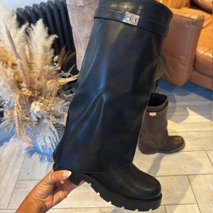 Women's Fold-Over Knee-High Shark Boots – view 3