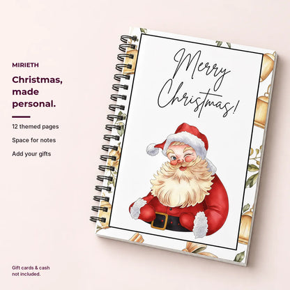 Santa-cover Christmas gift card book with Mirieth benefit guide