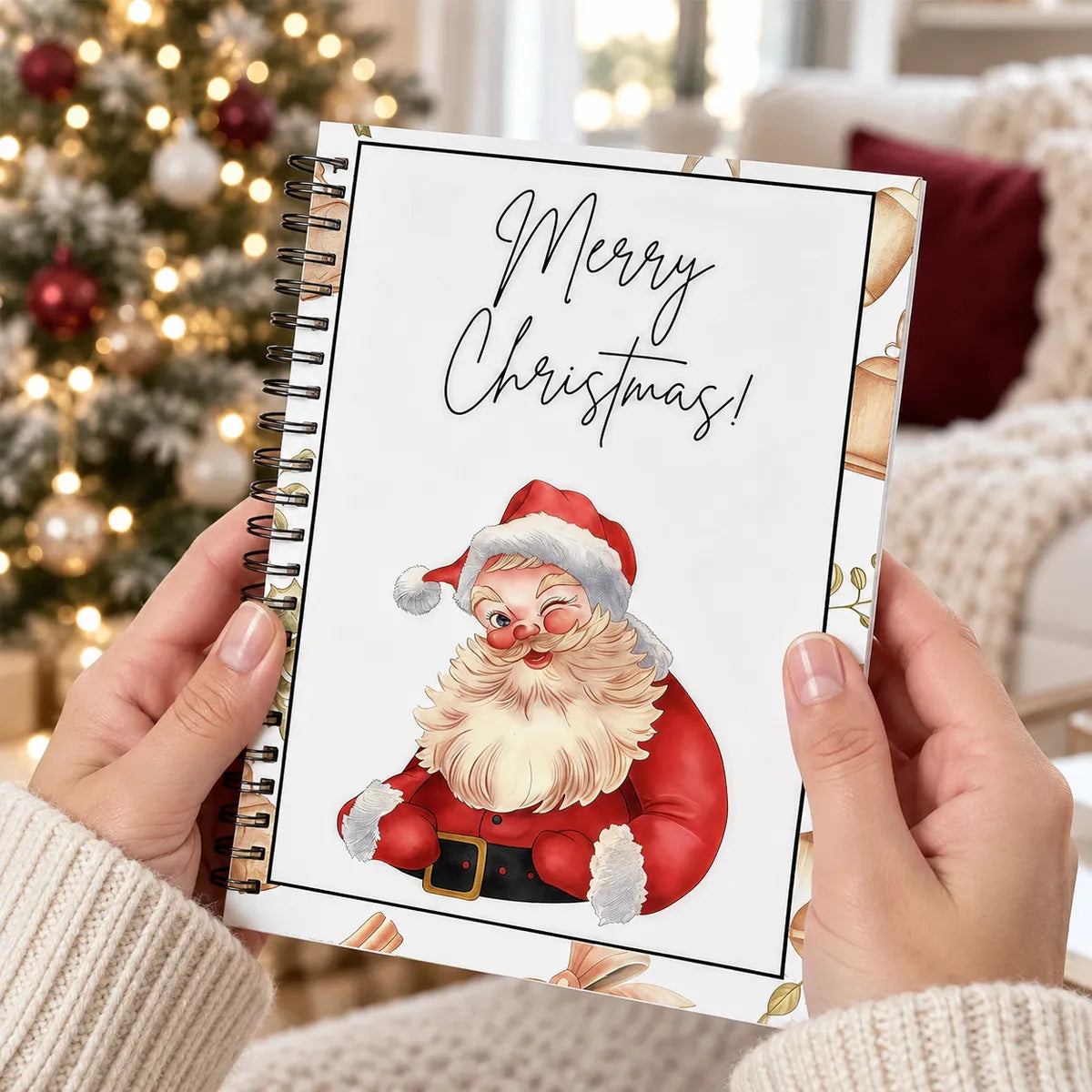 Santa Christmas gift card book in a holiday gifting setting