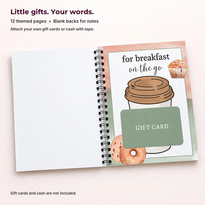 Christmas gift card book details and room for personal messages