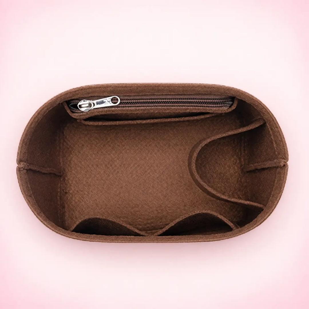 Brown Mirieth Organised Bag Insert with divided interior compartments
