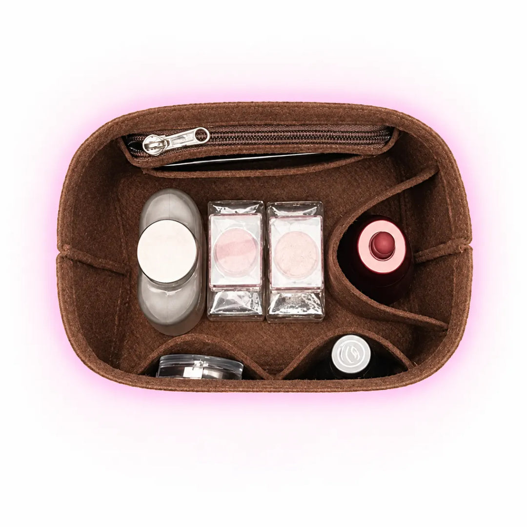 Brown Mirieth Organised Bag Insert holding illustrative everyday items; contents not included