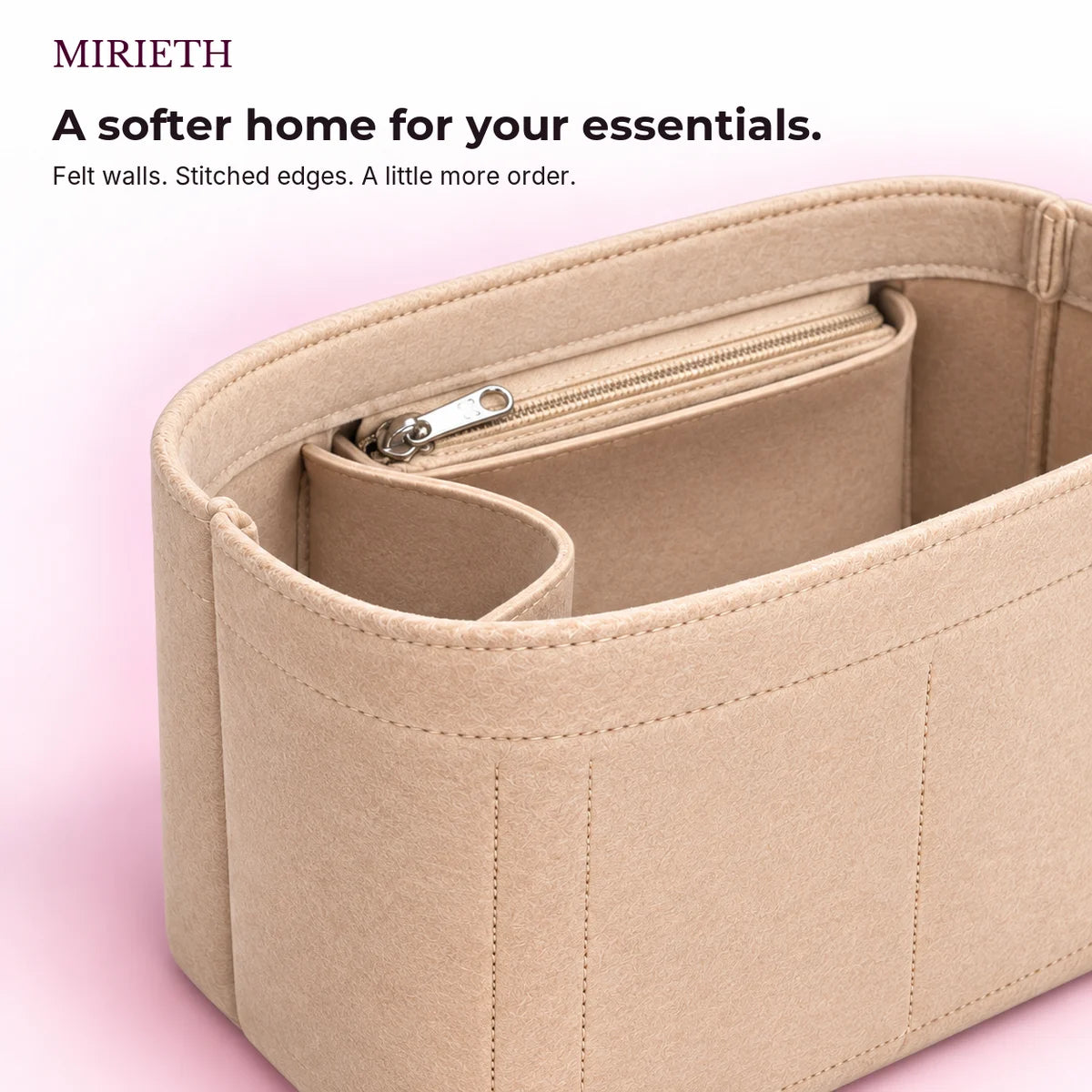 Mirieth soft felt structure and separate pockets
