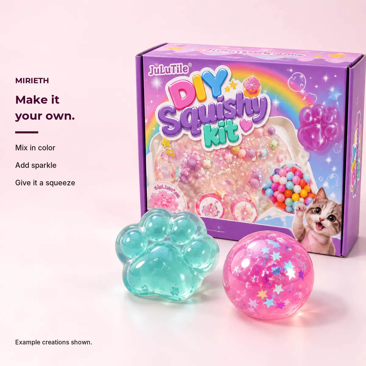 DIY squishy craft kit with Mirieth benefit guide