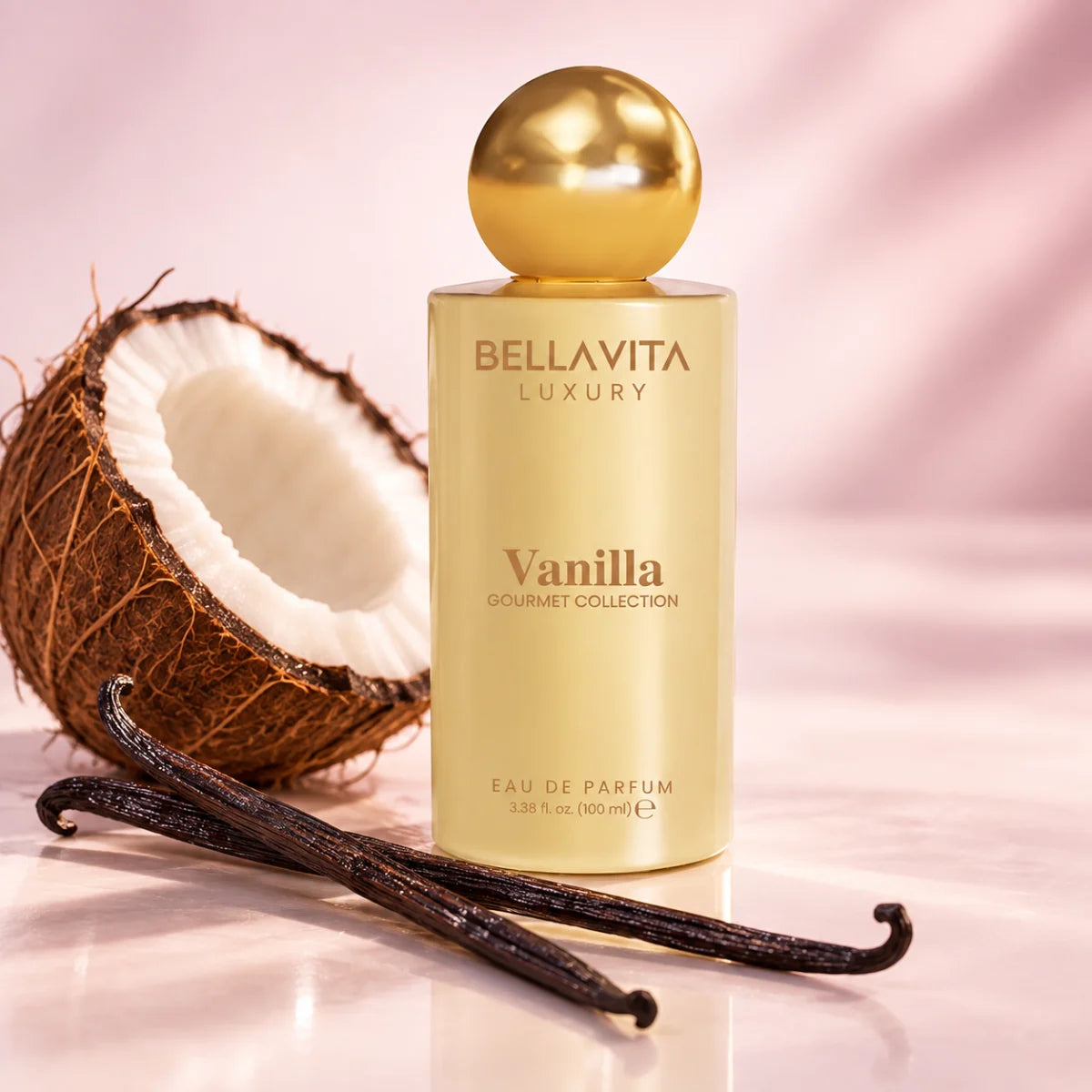 BellaVita Vanilla perfume with coconut and vanilla scent-note styling