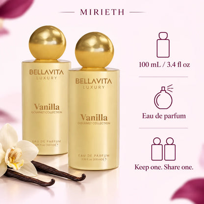 Full-size 100 mL eau de parfum bottles: keep one and share one
